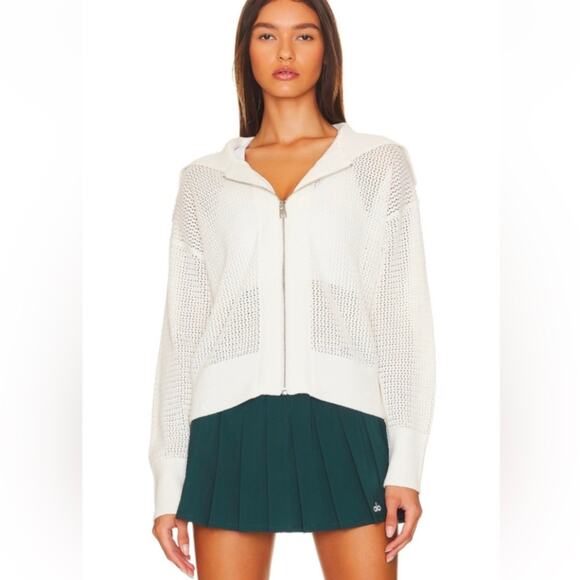 Varley Sweaters - Varley Fairfield 100% Cotton Knit Jacket/Cardigan/Top in Snow White, size M